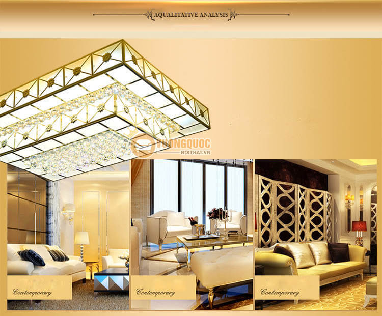 Đèn ốp trần thủy tinh hình chữ nhật cao cấp CM207-11